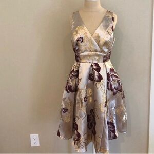 Liza Luxe Gold and Maroon Brocade Dress, S